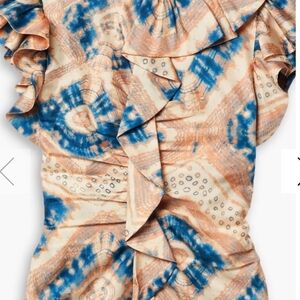 Ulla Johnson Blue and Tan Patterned Dress